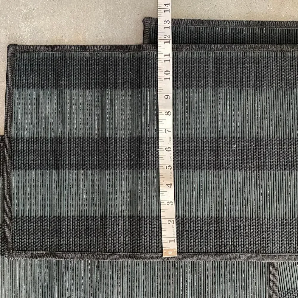 Set of 5 Black Woven Placemats Reed and‎ Cord On Fabric Backing